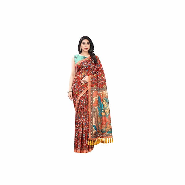 SILK LAND Women's Chanderi Cotton Saree With Blouse Piece