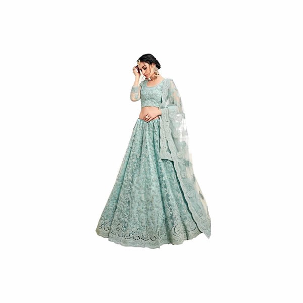 Women`s Net Embroidered Semi Stiched Lehenga Choli(PL410_Pink_Free Size)