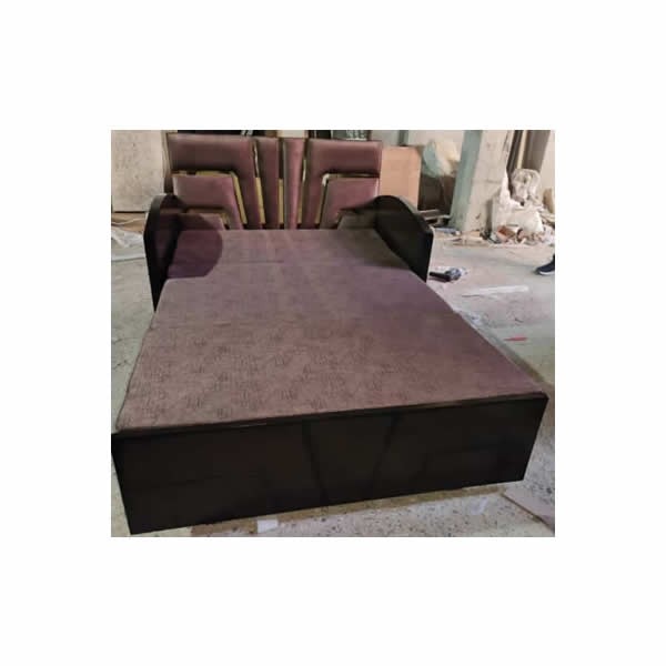 Brown Bed with Cream Quilting