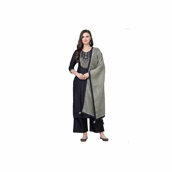 Women's Solid Polyester Straight Kurta with Palazzo Set