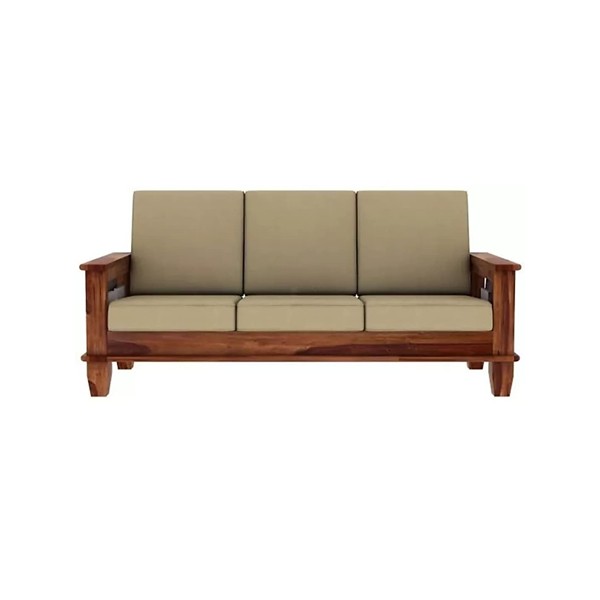 RK WOOD Rosewood Sofa Set 5 Seater Home Office Furniture Living Room | Wooden Sofa Set 3+1+1 | Drawing Hall Sofa Set 5 Seater Without Pillow | Cream Cushions | Teak Finish