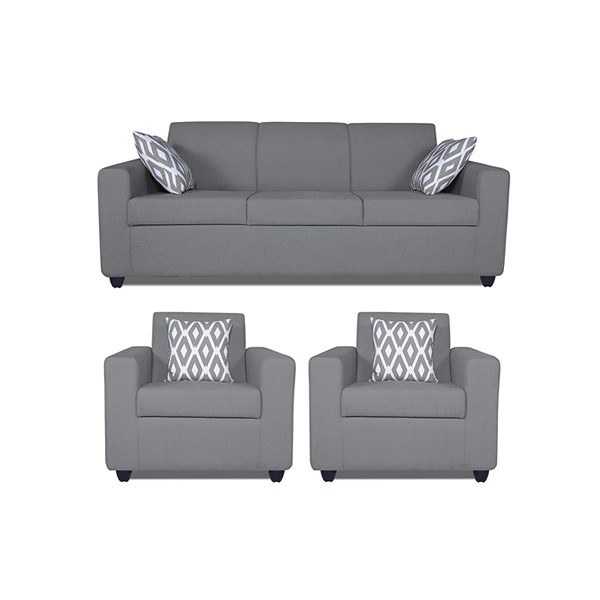 Adorn India Monteno Wooden 5 Seater 3-1-1 Sofa Set (Grey)
