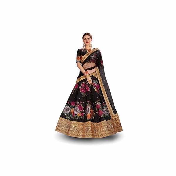 Women Silk Semi-Stitched Lehenga Choli Set
