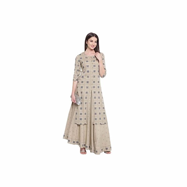 Women's Cotton Printed Kurta with Skirt Set