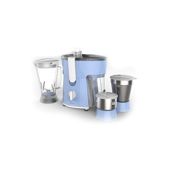 (Renewed) Philips Amaze HL7576/00 600-Watt Juicer Mixer Grinder with 3 Jars (Celestial Blue/Bright White)