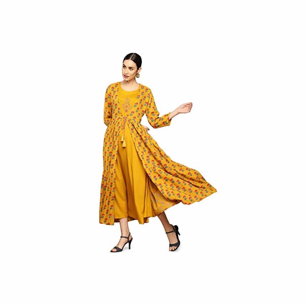 Women Yellow Printed Kurta
