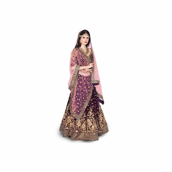 Women's Velvet Semi-stitched Lehenga Choli