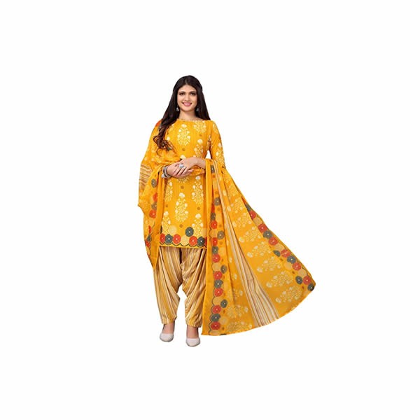 Women'S Printed Crepe Unstitched Dress Material 0