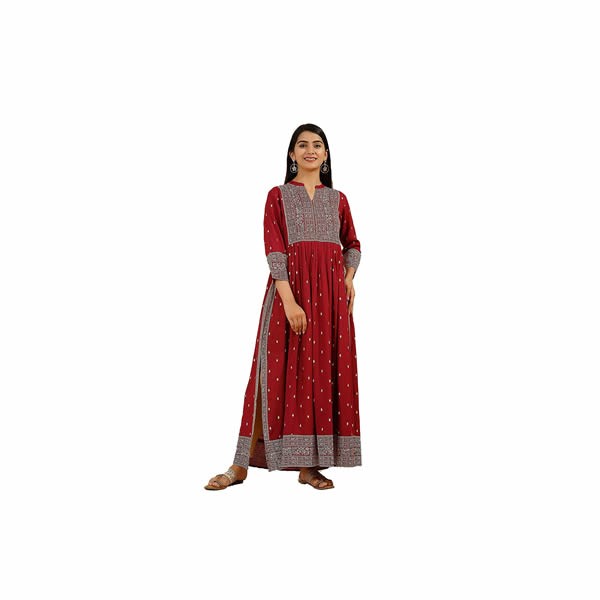 Womens Rayon Printed A-line Kurta