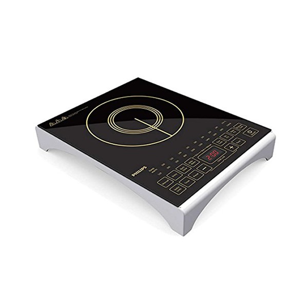PHILIPS HD4938 2100 watts with Feather Touch Control, 8 pre-Set menu and Automatic Shut Off Stainless Stee Manual Electric Cooktop with 1 Burner, Black
