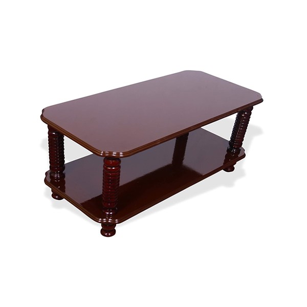 AVRO FURNITURE Viva Double Top Centre Table | | Wooden Texture on Top | Multi-Use Shelf | Tested with 200 kg Weight | Anti-Skid Locked Shoe| | for Kitchen, Dining Room, Living Room | Brown Colour