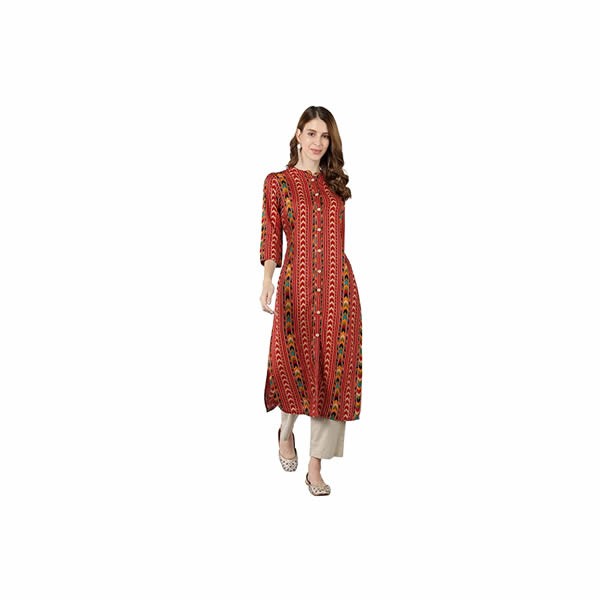 Womens Rayon Printed Calf Length Kurta