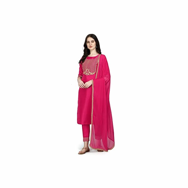 Women's Silk Blend Kurta Pant With Dupatta Set