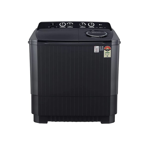 LG 10 kg 5 Star Semi-Automatic Top Loading Washing Machine (P1155SKAZ, Middle Black, Roller Jet Pulsator), large