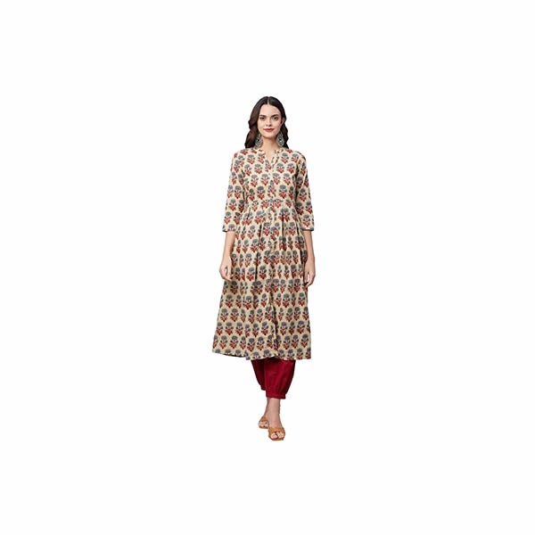 Cotton A-Line Kurta Hem Cuffed Pant set