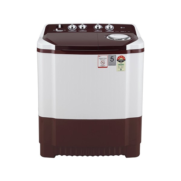 LG 8 Kg 5 Star Semi-Automatic Top Loading Washing Machine (P8030SRAZ, Burgundy, Collar Scrubber)
