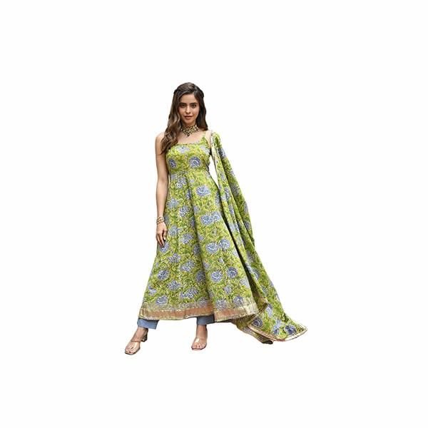 Women's Mustard Cotton Printed Kurta with Pant and Dupatta