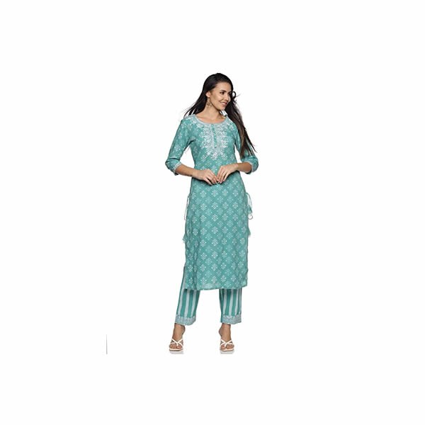 Women's Pure Cotton Embroidery & Hand Work Kurta Pant Set