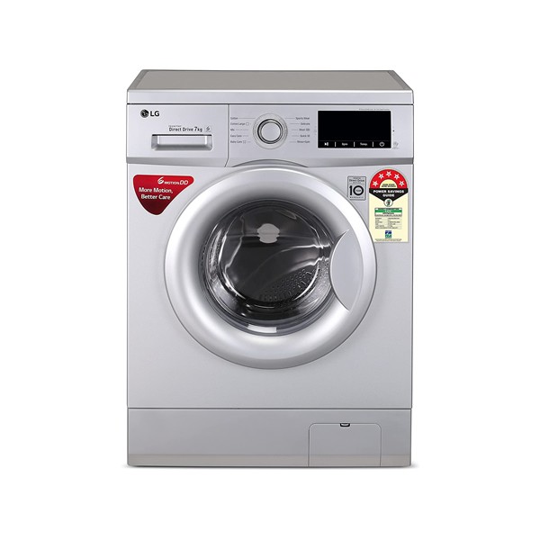 LG 7.0 Kg 5 Star Inverter Fully-Automatic Front Loading Washing Machine (FHM1207ADL, Silver, 6 Motion Technology)