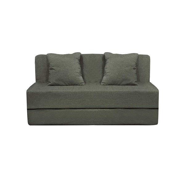 Aart Store Washable Cover Sofa Cum Bed Two Seater 4x6 Feet with Two Cushion (Grey) (material - Fabric )
