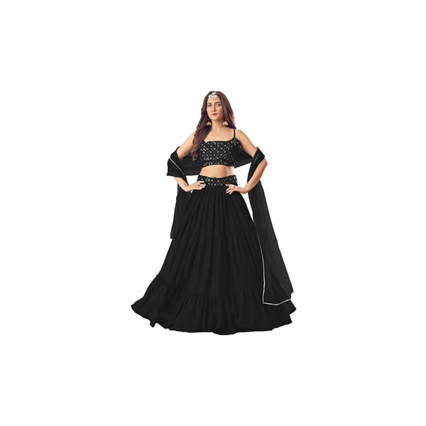 Women's Georgette Semi Stitched Lehenga Choli For Wedding (flaired Lehenga Cholis SF-ver2no Red1 Free Size)
