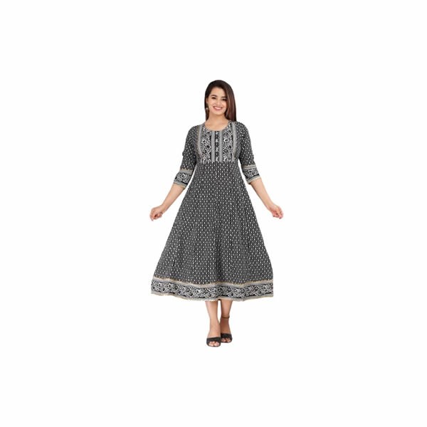 Black Super Hit Khadi Printed Stylish Anarkali Kurtis with Gota for Women & Girls