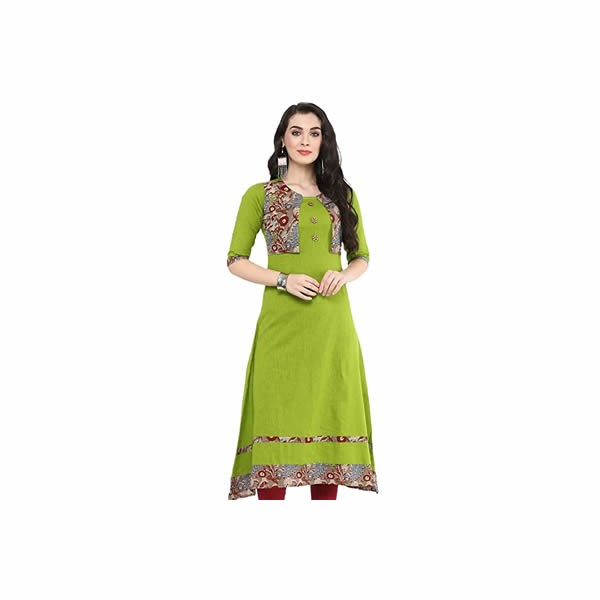 Women's Cotton Regular Kurta (287YK253GREEN-P_Green)