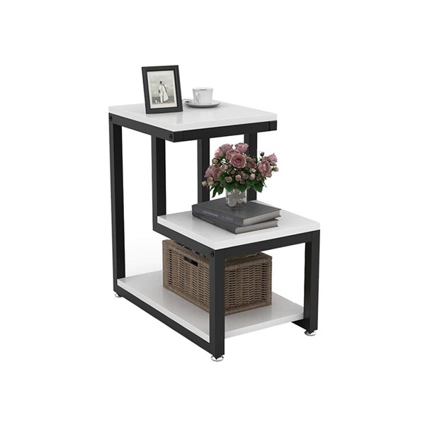 Tribesigns Particle Board Modern, 3-Tier Chair Side Table Night Stand End Tables with Storage Shelf for Living Room, Bedroom, Entryway (White)