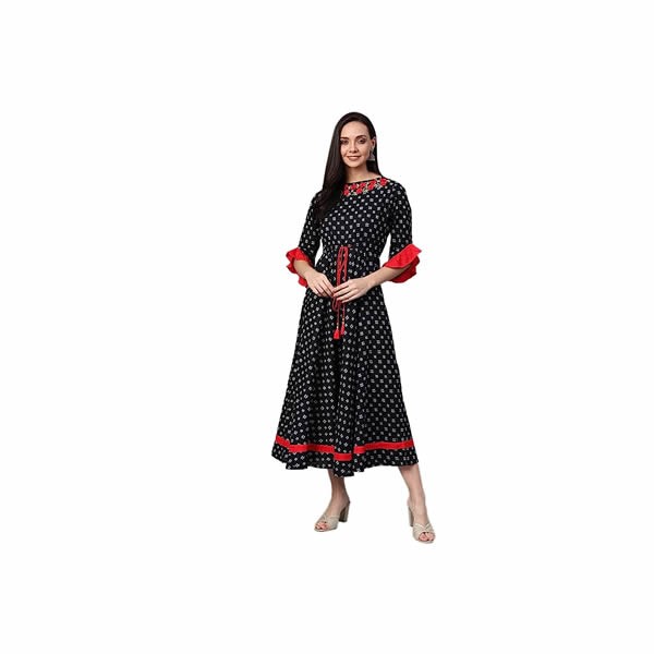 Women's Cotton Ikat Printed Flared Dress for Women